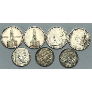 NIEMCY - III Rzesza - zestaw 6 monet - 2 i 5 marek Hindenburg, Kościół