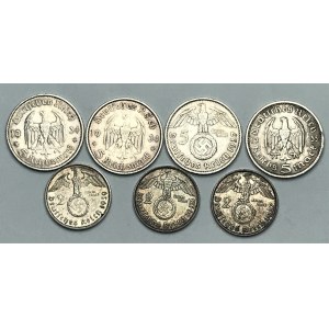 NIEMCY - III Rzesza - zestaw 6 monet - 2 i 5 marek Hindenburg, Kościół