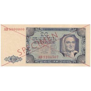 20 złotych 1948 - AD - SPECIMEN - AD8900000/AD1234567