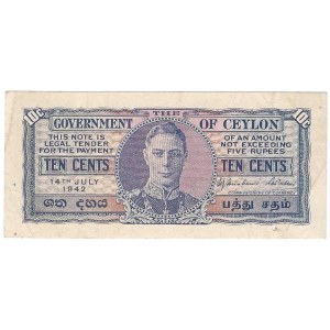 CEYLON - 10 centów 1942