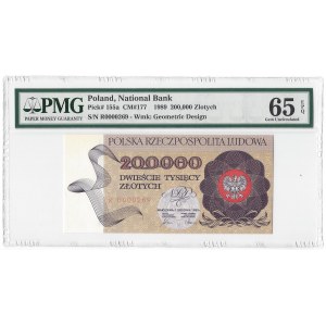 200.000 złotych 1989 - seria R - PMG 65 EPQ - niski numer seryjny 0000269