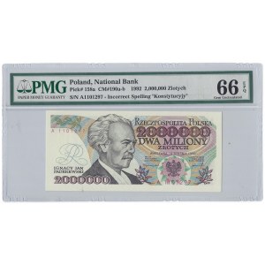 2.000.000 złotych 1992 - z błędem Konstytcyj..y - PMG 66 EPQ