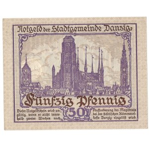 GDAŃSK / DANZIG - 50 fenigów 1919 - druk fioletowy