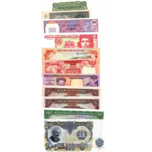Zestaw banknotów świata - 11 sztuk (Chiny, Bułgaria, Mozambik, Indonezja, Surinam, Wietnam, Kuba, Czechosłowacja)