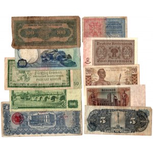 Zestaw banknotów świata - 10 sztuk (Grecja, Angola,Czechy i Morawy, Meksyk, Niemcy)
