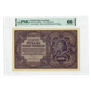 1000 marek polskich 1919 - III Serja J - PMG 66 EPQ