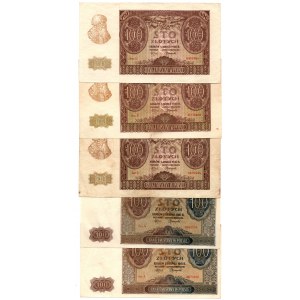 Zestaw 50 złotych 1941, 100 złotych 1940 i 100 złotych 1941 ( 10 sztuk)