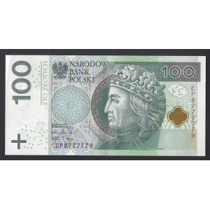 100 złotych 2018 - seria EP atrakcyjna numeracja 8777779