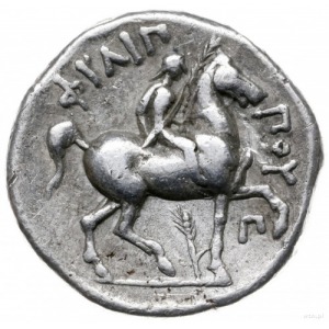 tetradrachma 318-317 pne; Aw: Głowa Zeusa w wieńcu laur...