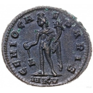 follis 308-309, Cyzicus; Aw: Popiersie cesarza w prawo,...