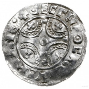 denar 1018-1035; Aw: Spirala, wokoło imitacja napisu; R...