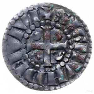 denar 1015-1036; Aw: Krzyż z kulkami i V w kątach, SIGN...