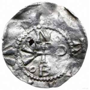 denar 1014-1024, mennica Deventer; Popiersie z bujną fr...