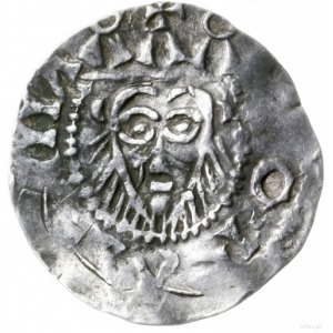 denar 1027-1039, mennica Deventer; Aw: Głowa brodatego ...