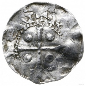 denar 1027-1039, mennica Deventer; Aw: Głowa brodatego ...