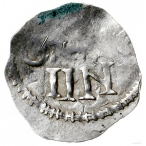 naśladownictwo denara z lat 1014-1024; Aw: Krzyż z kulk...
