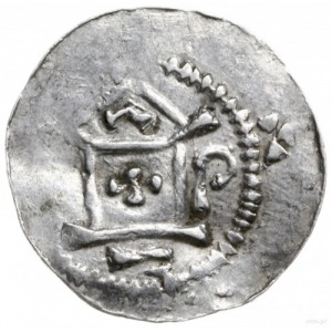 denar 1031-1051; Aw: Kapliczka z czterema kulkami w for...