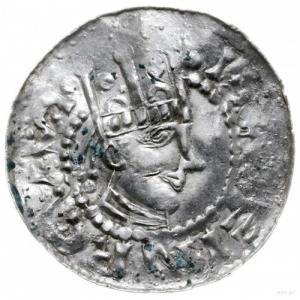 denar 1002-1024; Aw: Głowa w koronie w prawo; Rw: Dłoń ...