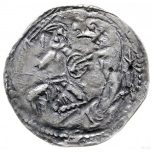 denar 1173-1185/90, men. Wrocław; Aw: Biskup z krzyżem ...