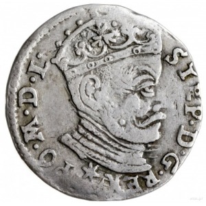 trojak 1581 Wilno; bardzo rzadki typ monety z listkiem ...