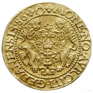 dukat 1586, Gdańsk; Aw: Popiersie króla w zbroi, w otok...