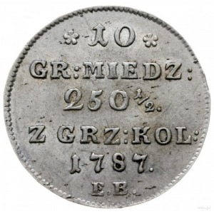 10 groszy miedziane 1787, Warszawa; Plage 232; wyśmieni...