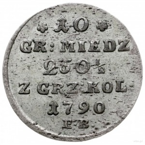 10 groszy miedziane 1790, Warszawa; Plage 235; piękne