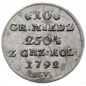 10 groszy miedziane 1792/M.V., Warszawa; bardzo rzadka ...