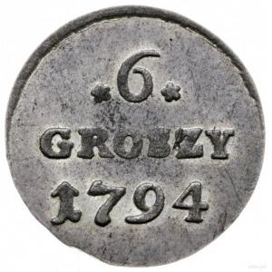6 groszy (szóstak bilonowy) 1794, Warszawa; duża korona...