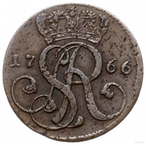 grosz 1766/G, Kraków; duża korona nad monogramem, 4 jag...