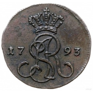 grosz 1793/M.V., Warszawa; korona wysoko nad monogramem...