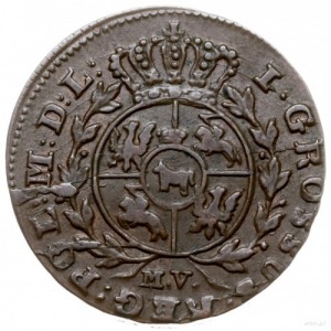 grosz 1794/M.V., Warszawa; korona wysoko nad monogramem...