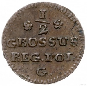 1/2 grosza 1768/G, Kraków; duży monogram; Plage 14, Pla...