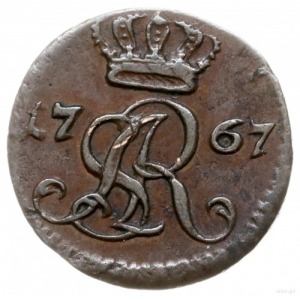 szeląg 1767/G, Kraków; większa korona nad monogramem, w...