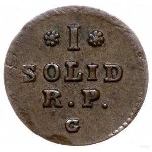 szeląg 1768/G, Warszawa; mały monogram; Plage 5, Plage-...