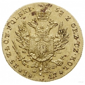 25 złotych 1817, Warszawa; Aw: Głowa cara w prawo i nap...