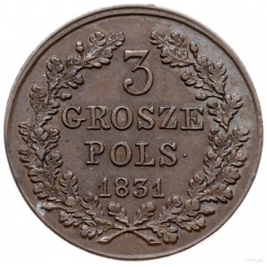 3 grosze polskie 1831, Warszawa; łapy Orła proste, z kr...