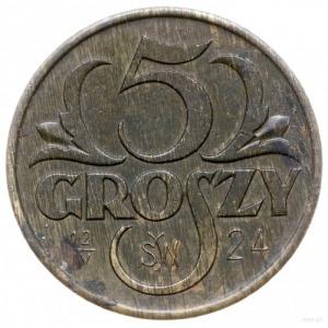5 groszy 1923, Warszawa; na rewersie data 12 IV 24 i mo...