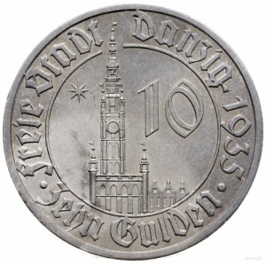 10 guldenów 1935, Berlin; Ratusz Gdański; Jaeger D.20, ...