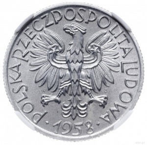 5 złotych 1958, Warszawa; Rybak - odmiana z “wąską cyfr...