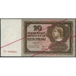 próbny druk 10 złotych 2.01.1928; seria A1, numeracja 0...