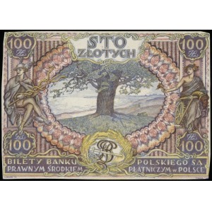 jednostronny próbny druk banknotu 100 złotych emisji 2....