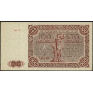 100 złotych 15.07.1947; seria D, numeracja 9946435; Luc...