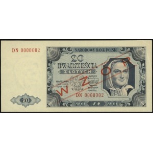 20 złotych 1.07.1948, seria DN, numeracja 0000002, obus...