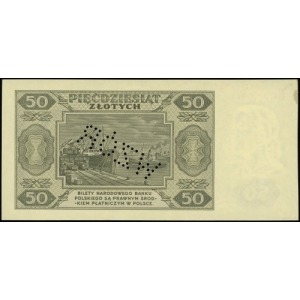 50 złotych 1.07.1948, seria DW, numeracja 0000061, perf...
