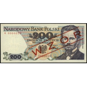 200 złotych 25.05.1976, seria R, numeracja 0000028, cze...