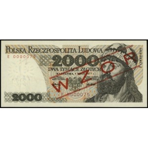 2.000 złotych 1.05.1977, seria E, numeracja 0000075, cz...