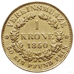 1 korona 1860 A, Wiedeń; Fr. 408, Herinek 210, MzA s. 3...