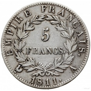 5 franków 1811 A, Paryż; Gadoury 584; patyna