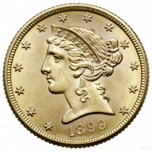 5 dolarów 1899 S, San Francisco; Fr. 145; złoto 8.35 g,...
